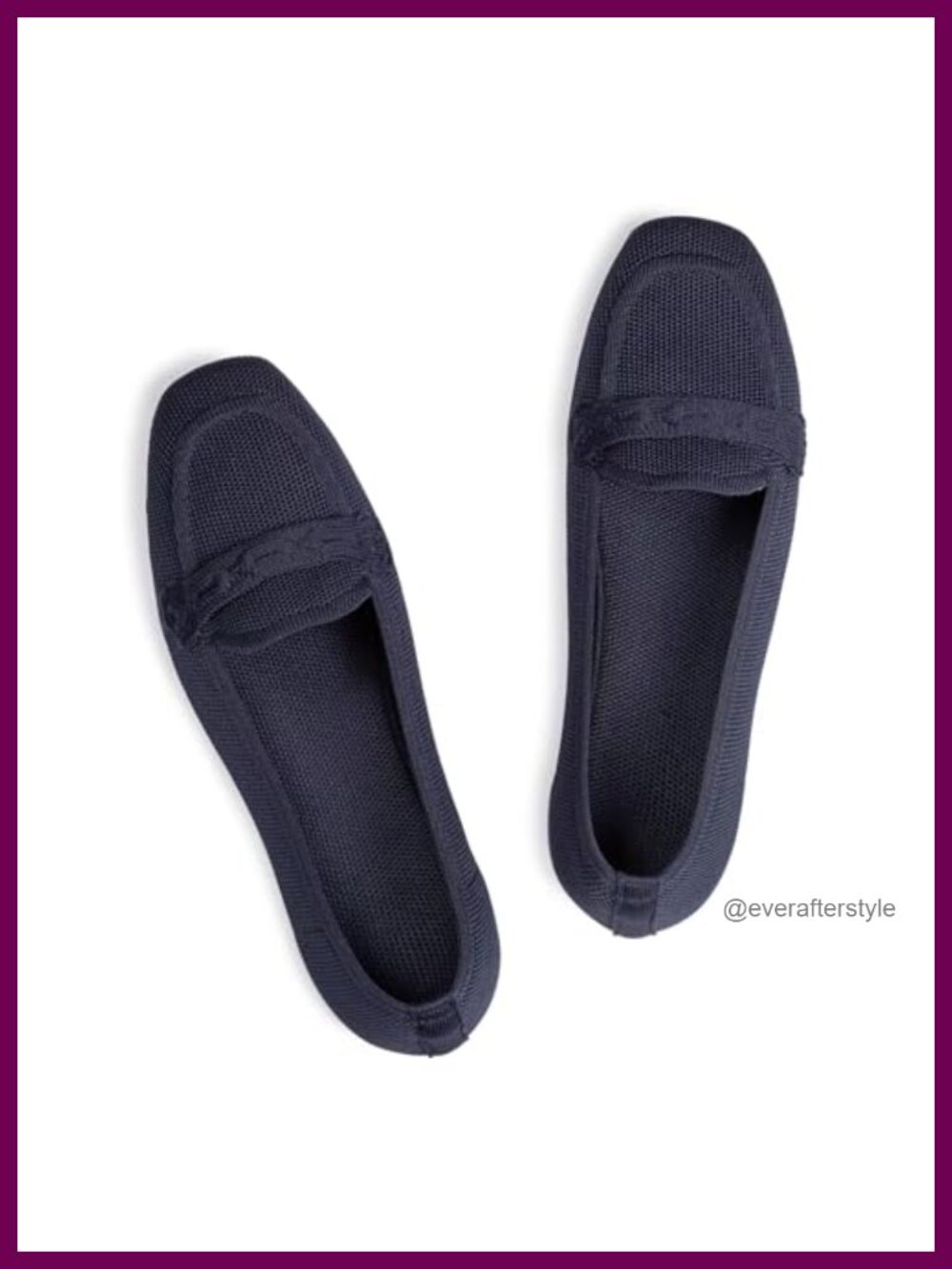 Knitted Loafer Flats Square Toe Office Work Shoes Cushioned Slip On for Women